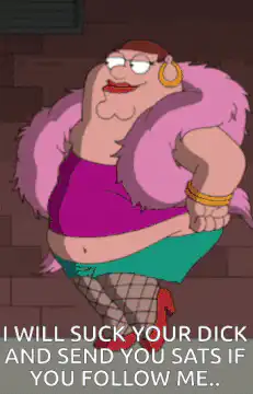 Peter Griffin dressed as a prostitute