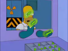 Homer Simpson glowing radioactive gloves
