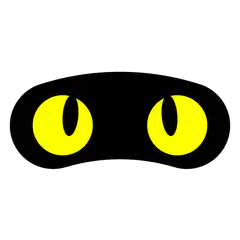 Black shape with yellow eyes closing
