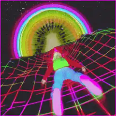person falling into kiwi rainbow
