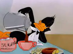 Daffy Duck pouring coffee