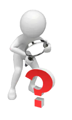 3d man examining question mark