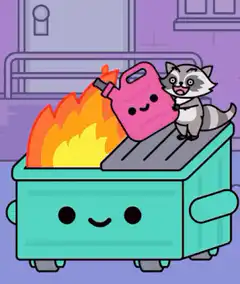 raccoon pours gas on dumpster fire