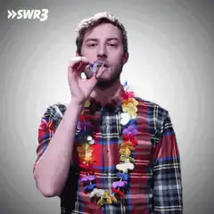 Man blows bubble and it pops