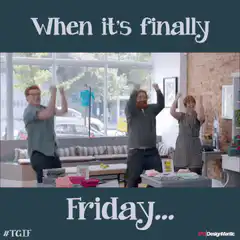 Three people celebrating Friday