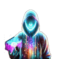 Hacker holding glowing digital cube