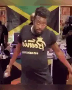 Wesley Snipes dancing with Jamaican flag