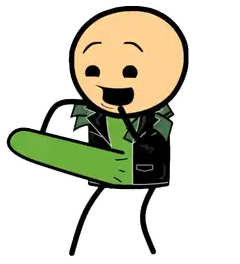 Stickman holding a cucumber