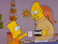 Bart offers coffee to Homer