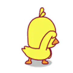 Yellow duck scratching head
