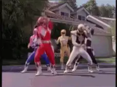 Power Rangers pose and run