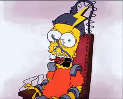 Homer Simpson electrocuted to skeleton