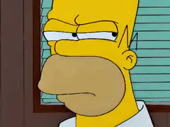 Homer Simpson squinting suspiciously