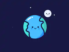 cute earth and moon with shooting star