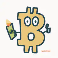 Bitcoin character holding money