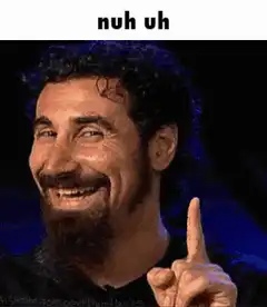 Man shaking finger saying nuh uh