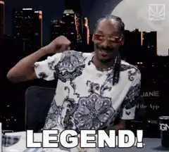 Snoop Dogg flexing with LEGEND text