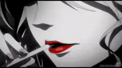anime woman smoking cigarette