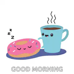 Sleepy donut and coffee good morning