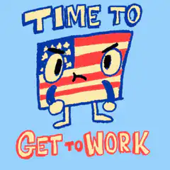 American Flag Character Gets To Work