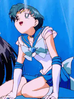 Sailor Uranus kneeling and smiling
