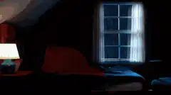 Bedroom window lightning flash