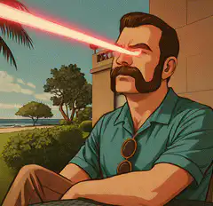 Man with laser eyes
