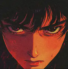 Guts intense stare with blood