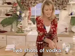 Julia Child pours vodka