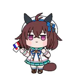 Chibi horse girl holding French flag