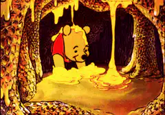 Winnie the Pooh eating honey