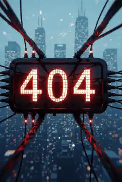 404 Error Sign in Cyberpunk City