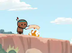 Native American throws poop off cliff