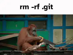 Orangutan sawing branch rm -rf .git