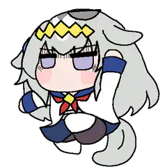 chibi girl waving and sitting