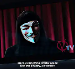 V for Vendetta masked woman talking
