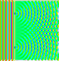 Psychedelic green and red concentric circles animation