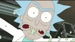 Rick Sanchez drooling and gagging