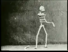 Vintage stop-motion skeleton dancing