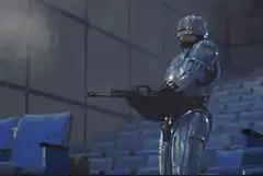 Robocop firing gun in stadium