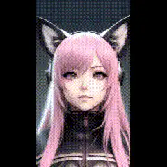 Pink cat girl anime stare