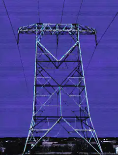 Electric pylon with psychedelic background