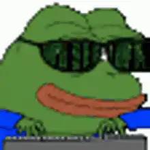 Cool frog typing on keyboard