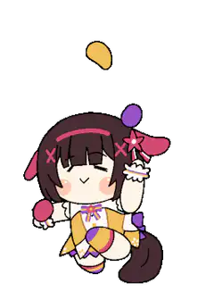chibi girl juggling fruit