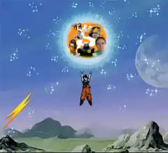 Dragon Ball Z Goku with Dragon Ball Z characters in a bubble