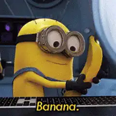 Minion holding banana says Banana