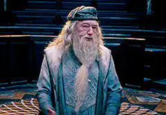 Dumbledore shrugs and puts hands on hips