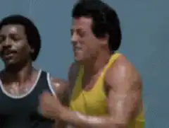 Rocky and Apollo running into the ocean