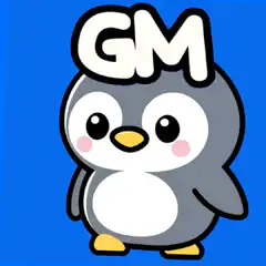cute penguin waving gm