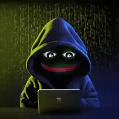 Pepe the Frog hacker with matrix code